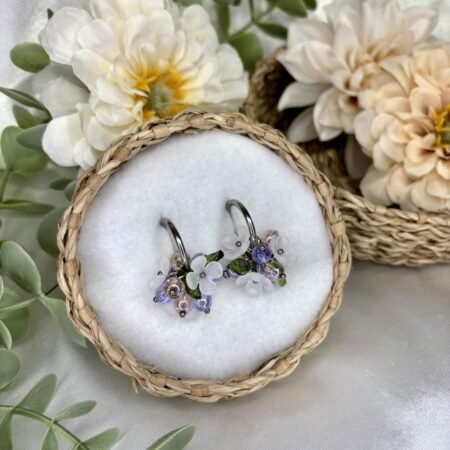 Emilia-korvakorut, laventeli-roosa, hopea