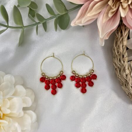 Päivi-korvakorut, kulta-punainen