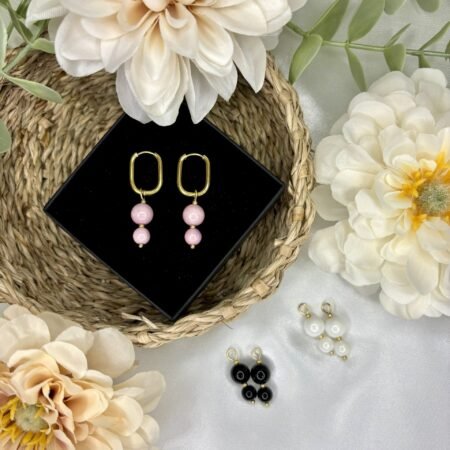 Vaihdokkaat-korvakorukokonaisuus, kulta-vaaleanpunainen