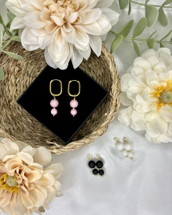 Vaihdokkaat-korvakorukokonaisuus, kulta-vaaleanpunainen